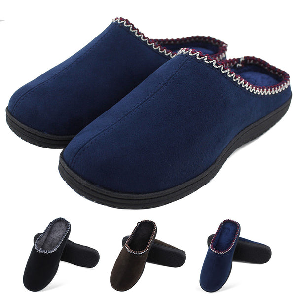Mens Slippers Warm Plush lined Memory Foam House Comfy Indoor Outdoor Shoes Size