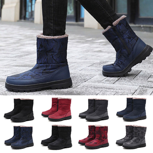 Unisex Women Men Plush Lined Warm Booties Walking Work Winter Platform Flat Soft Anti Slip Shoes