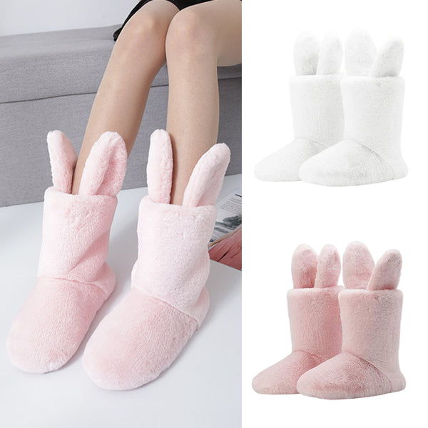 Women Indoor Slipper Snow Boot Slip On Flat Plush Mid Calf Booties Slides Cozy Shoes