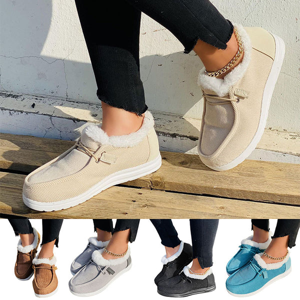 Women's Loafers Comfort Slip On Driving Flat Shoes Casual Winter Warm Shoes