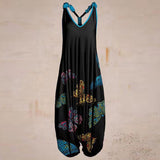 Long Romper Women V Neck Tank Tops Long Jupmsuits Loose Waist One Piece Bodysuit