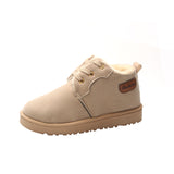 Women Boots Ankle Platform Cotton Warm Fur Snow Boots Winter Lace Up Flat Bootie