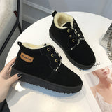 Women Boots Ankle Platform Cotton Warm Fur Snow Boots Winter Lace Up Flat Bootie