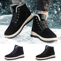 Men Ankle Boots Flat Shoes Sneakers Winter Warm Snow Boot Lace Up Round Toe Shos