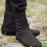 Women's Mid Calf Boots Flat Shoes Winter Warm Boot Lace Up Round Toe Retro Shoes