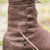 Women's Mid Calf Boots Flat Shoes Winter Warm Boot Lace Up Round Toe Retro Shoes