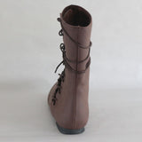 Women's Mid Calf Boots Flat Shoes Winter Warm Boot Lace Up Round Toe Retro Shoes