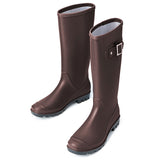 Women Rain Boots Round Toe Mid-Calf Solid Waterproof Casual Garden Buckle Boot
