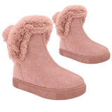 Womens Slip-On Snow Boot Buckle Warm Winter Lightweight Non-Slip Soft Ankle Shoe