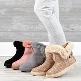 Womens Slip-On Snow Boot Buckle Warm Winter Lightweight Non-Slip Soft Ankle Shoe