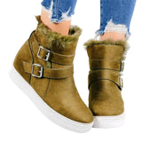 Womens Snow Ankle Boots Faux Fur Lined Flat Winter Boots High Top Wedge Sneakers