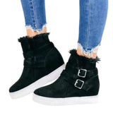 Womens Snow Ankle Boots Faux Fur Lined Flat Winter Boots High Top Wedge Sneakers