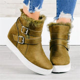 Womens Snow Ankle Boots Faux Fur Lined Flat Winter Boots High Top Wedge Sneakers