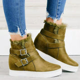 Womens Snow Ankle Boots Faux Fur Lined Flat Winter Boots High Top Wedge Sneakers