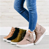 Womens Snow Ankle Boots Faux Fur Lined Flat Winter Boots High Top Wedge Sneakers