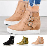 Womens Snow Ankle Boots Faux Fur Lined Flat Winter Boots High Top Wedge Sneakers