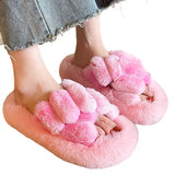 Womens Furry Slip On Slippers Comfortable Winter Warm Shoes Indoor House Sliders