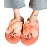 Womens Furry Slip On Slippers Comfortable Winter Warm Shoes Indoor House Sliders