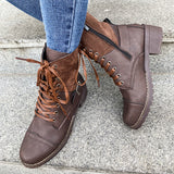 Women's Combat Boots Lace Up Round Toe Block Heel Comfortable Ankle Booties US