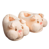 Womens Funny Warm Animal Slippers Furry Pink Pig Cute Cartoon Slippers House US