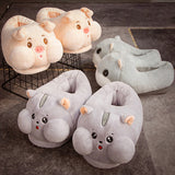 Womens Funny Warm Animal Slippers Furry Pink Pig Cute Cartoon Slippers House US