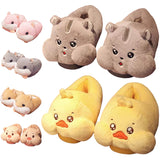 Womens Funny Warm Animal Slippers Furry Pink Pig Cute Cartoon Slippers House US