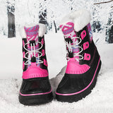Kids Girls Boys Winter Thermal Warm Winter Faux Fur Durable Rubber Sole Boots US