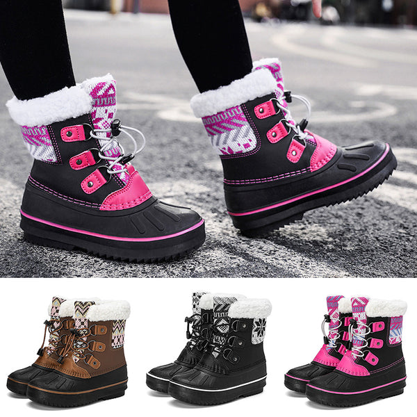 Kids Girls Boys Winter Thermal Warm Winter Faux Fur Durable Rubber Sole Boots US