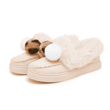 Womens Furry Lined Moccasin Ladies Winter Warm Flat Shoe Ankle Bootie Loafers