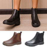 Womens Ankle Chelsea Vintage Boots Ladies Casual Flats Slip On Winter Shoes Size