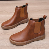 Womens Ankle Chelsea Vintage Boots Ladies Casual Flats Slip On Winter Shoes Size