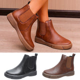 Womens Ankle Chelsea Vintage Boots Ladies Casual Flats Slip On Winter Shoes Size
