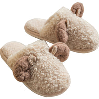 Adult Unisex Plush Winter Warm Slippers Closed Toe Backless Winter Casual Shoes
