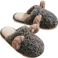 Adult Unisex Plush Winter Warm Slippers Closed Toe Backless Winter Casual Shoes