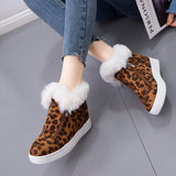 Womens Platform Hidden Wedge Sneake Zipper Ankle Boots Furry Velvet Comfy Shoes