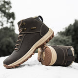 Mens Winter Ankle Boots Keep Warm Outdoor Short Boot Lace Up Flat High Top Shoes