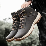 Mens Winter Ankle Boots Keep Warm Outdoor Short Boot Lace Up Flat High Top Shoes