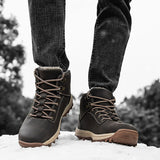 Mens Winter Ankle Boots Keep Warm Outdoor Short Boot Lace Up Flat High Top Shoes