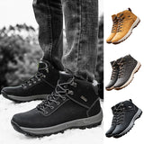 Mens Winter Ankle Boots Keep Warm Outdoor Short Boot Lace Up Flat High Top Shoes
