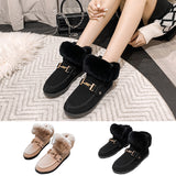 Womens Furry Ankle Boots Snow Bootie Slip On Flat Winter Warm Booties  Moccasins