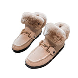 Womens Furry Ankle Boots Snow Bootie Slip On Flat Winter Warm Booties  Moccasins