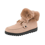 Womens Furry Ankle Boots Snow Bootie Slip On Flat Winter Warm Booties  Moccasins