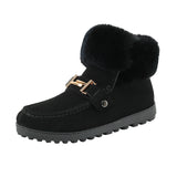 Womens Furry Ankle Boots Snow Bootie Slip On Flat Winter Warm Booties  Moccasins