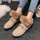 Womens Furry Ankle Boots Snow Bootie Slip On Flat Winter Warm Booties  Moccasins