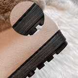 Womens Furry Ankle Boots Snow Bootie Slip On Flat Winter Warm Booties  Moccasins