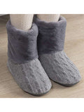 Women Fur Lined Knitted High Top Cotton Soft Shoes Slip On Comfortable Cotton Slippers