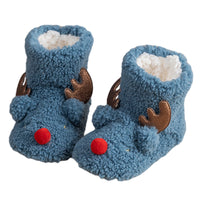Family Matching Flat Heel Plush Slippers Closed Toe Anti-slip Winter Casual Boot