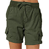 Women's Cotton Linen Wide Leg Cargo Shorts Casual Multi Pockets Loose Fit Shorts