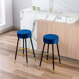 Goory Industrial Round Bar Stools Set of 2, PU Leather 2pcs Barstool 30" Height Dining Chair Stool Counter Stools with Metal Footrest for Kitchen Island Height,Pub Bar Coffee Shop,Gray