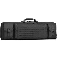 Ruggens Double Long Rifle Gun Case Bag Tactical Rifle Backpack Pistol Soft Firearm Transportation Carbine Case - Lockable Compartment 46" Black